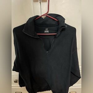Aerie Black Half-Zip Pullover Sweatshirt XS